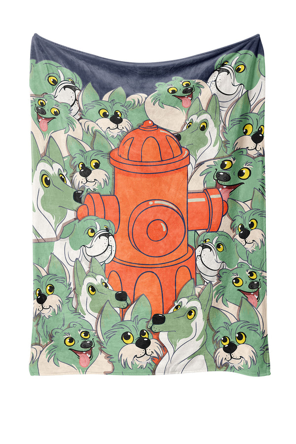 Heat Holders Hero Worship Dog Print Thermal Blanket Personal Size Matcha - Open View #color_matcha