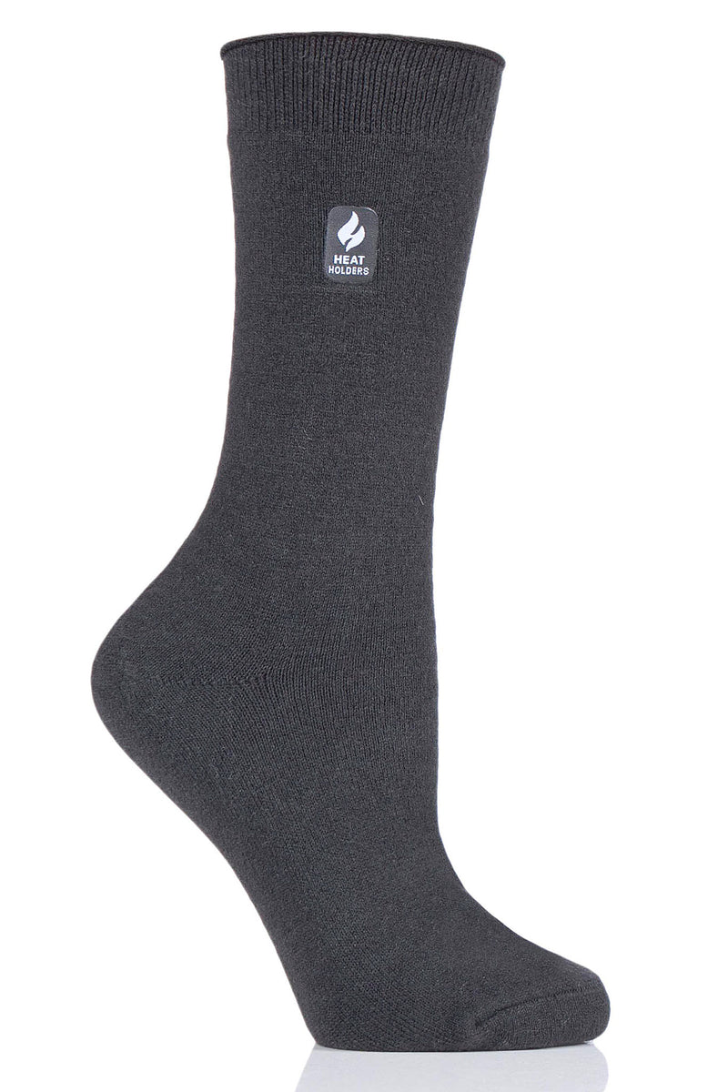 Heat Holders Women's Holly Ultra Lite Solid Thermal Crew Sock Charcoal