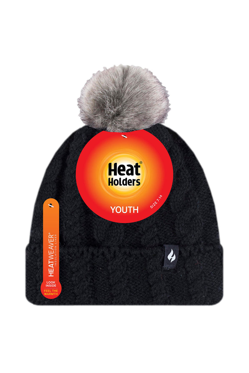 Heat Holders Kids' Glacier Peak Thermal Hat Black - Packaging