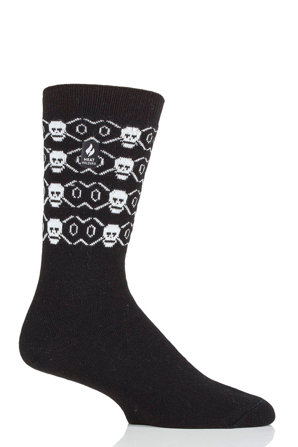 Heat Holders Men's Bones Ultra Lite Solid Thermal Crew Sock Black/White #color_black/white bones
