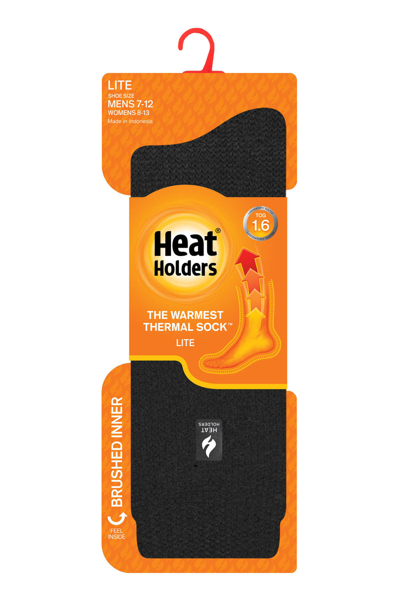 Heat Holders Men's Big and Tall Dunlin Lite Thermal Crew Sock Black - Pack