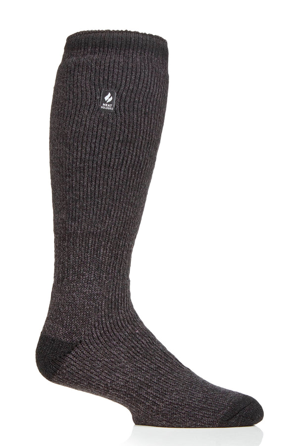 Heat Holders Men's Gabriel Original Twist Long Thermal Sock Black/Grey #color_black/grey