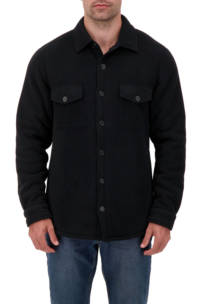 Heat Holders Mens Jax Long Sleeve Solid Shirt Jacket Black - Model