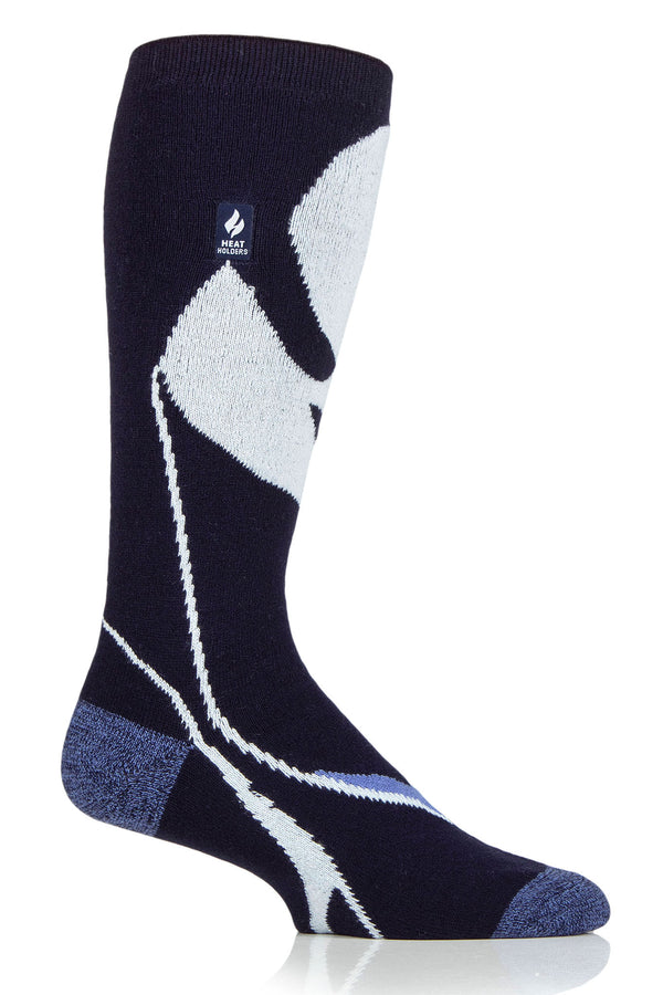 Heat Holders Men's Mogul Snowsports Long Thermal Sock Navy/Light Blue #color_navy/light blue