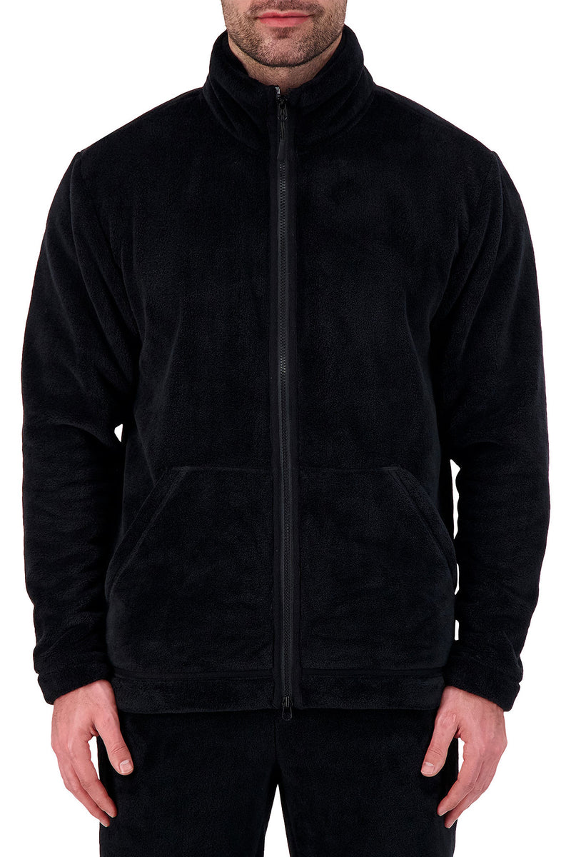 Heat Holders Men's Plush Zip-Front Fleece Jacket Black