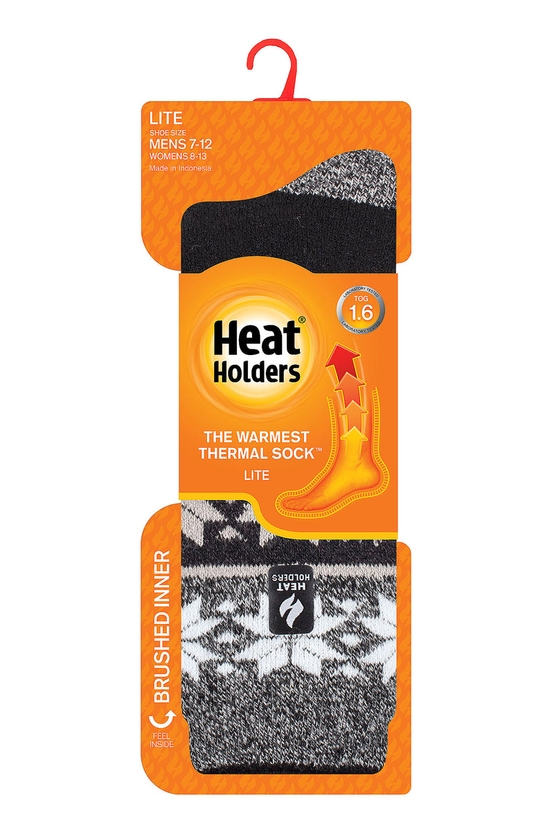 Heat Holders Men's Svenson Lite Fairisle Thermal Crew Sock Black - Packaging