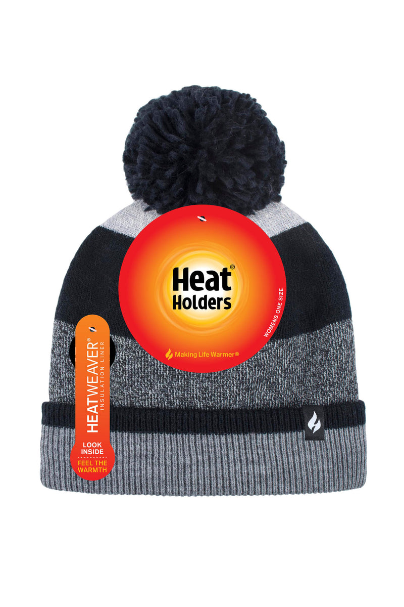 Heat Holders Women's Alps Flat Knit Snowsports Hat Black/Grey - Packaging