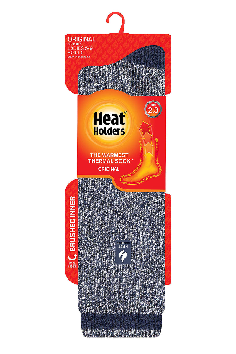 Heat Holders Women's Ashley Twist Long Thermal Sock Soft Navy/Cream - Packaging