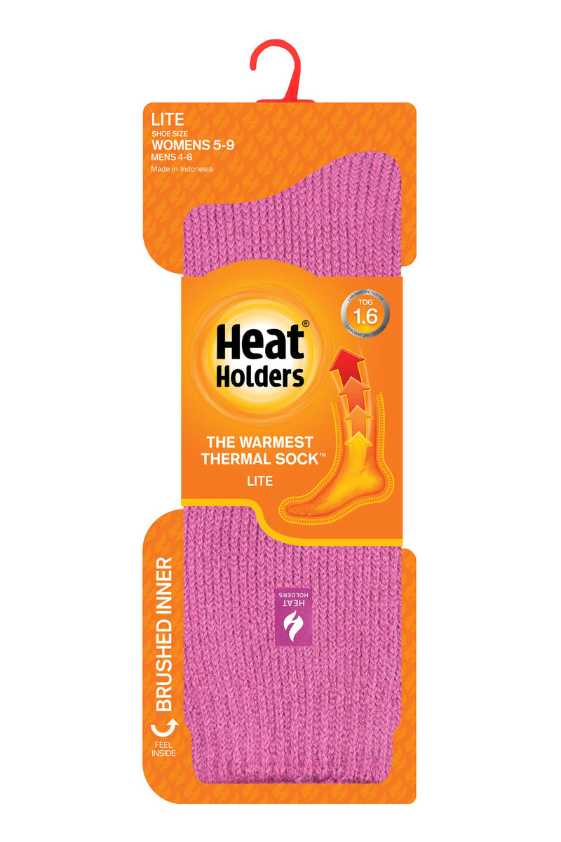 Heat Holders Women's Dahlia Lite Thermal Crew Sock Muted Pink - Packaging