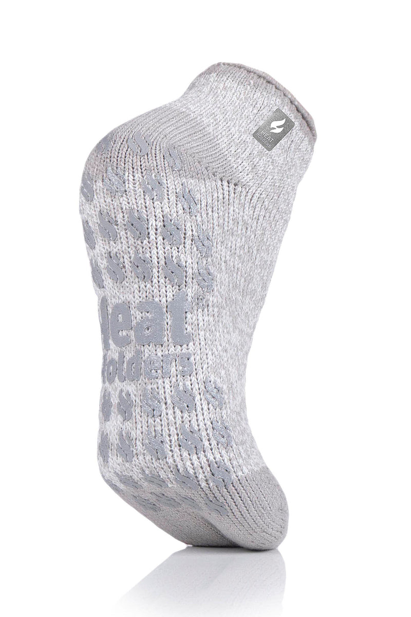 Heat Holders Women's Iris Twist Ankle Thermal Slipper Sock Light Grey/Cream