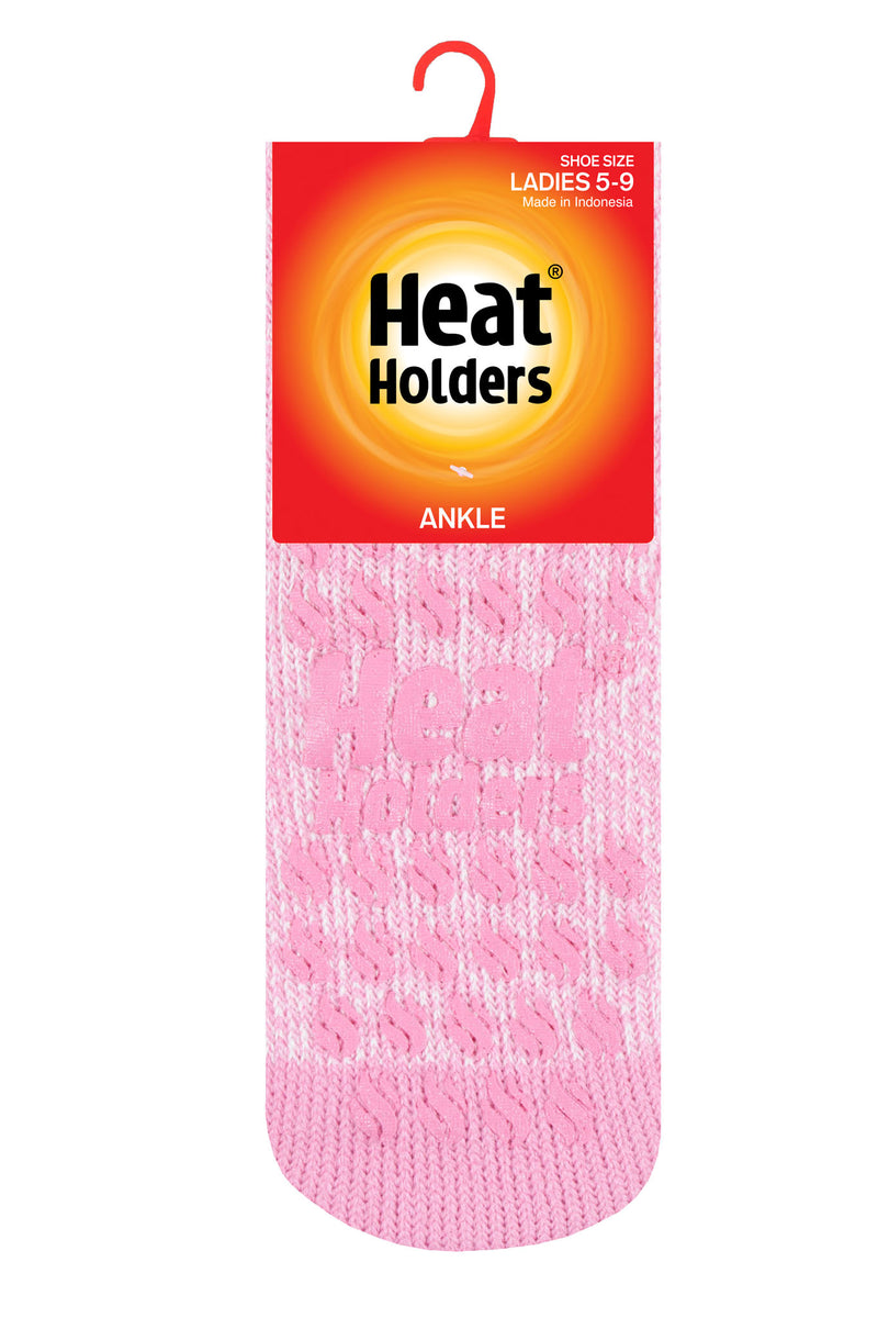 Heat Holders Women's Iris Twist Ankle Thermal Slipper Sock Light Pink/Cream - Packaging