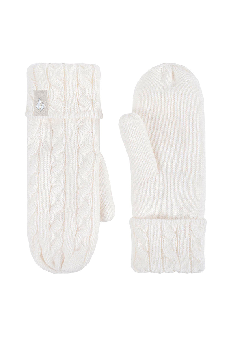Heat Holders Women's Jackie Cable Knit Thermal Mittens Buttercream
