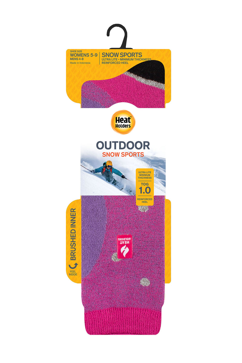 Heat Holders Women's Kelly Snowsports Long Thermal Sock Raspberry/Purple - Packaging