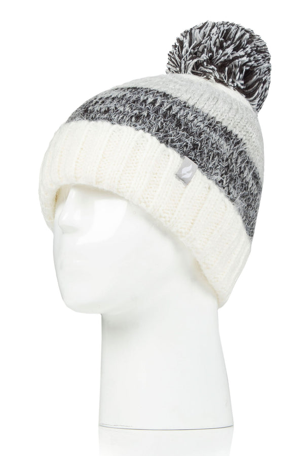 Heat Holders Women's Sloane Feather Knit Roll Up Thermal Hat Charcoal #color_charcoal