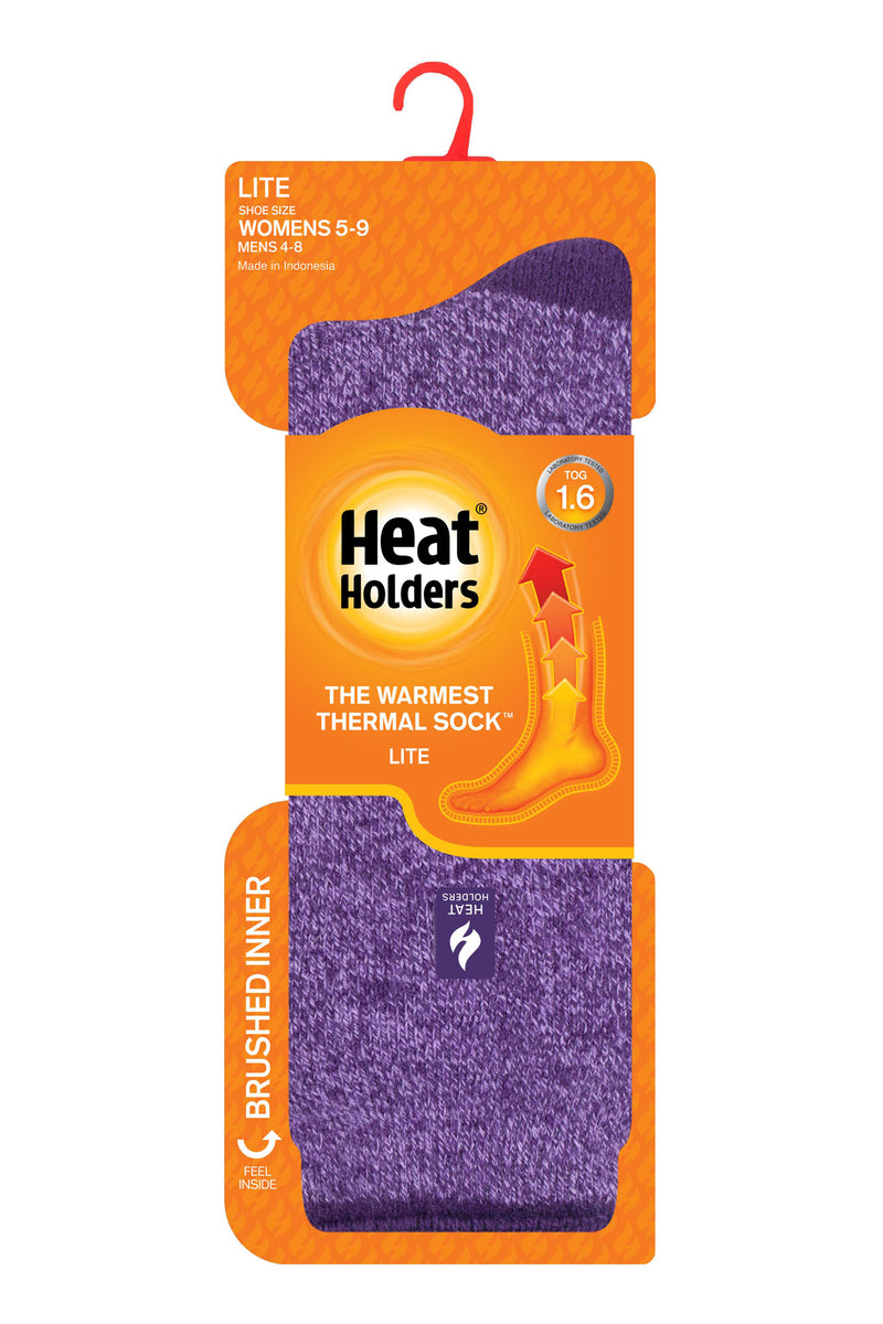Heat Holders Women's Viola Lite Twist Thermal Crew Sock Purple - Packaging
