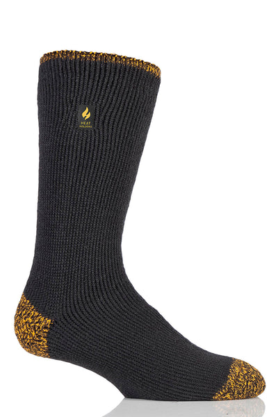 Heat Holders Worxx Men's Hank Lite Contrast Thermal Sock Charcoal/Yellow #color_charcoal/yellow