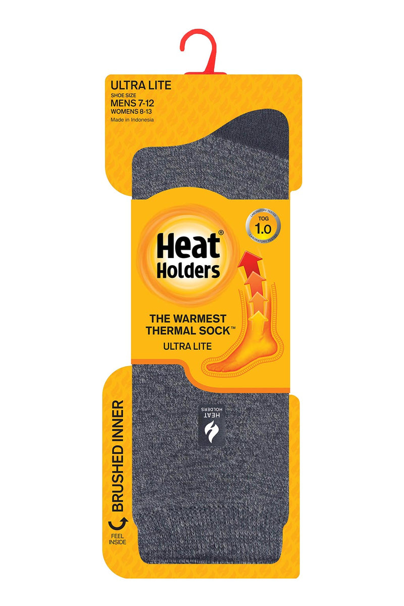 Heat Holders Men's Robin Ultra Lite Twist Thermal Crew Sock Charcoal - Packaging
