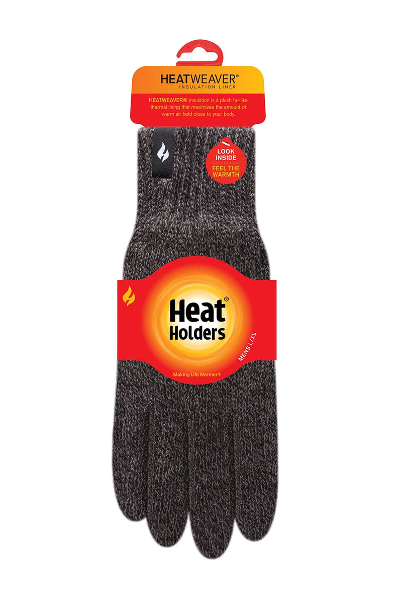 Heat Holders Men's Nevis Flat Knit Thermal Gloves Grey - Packaging