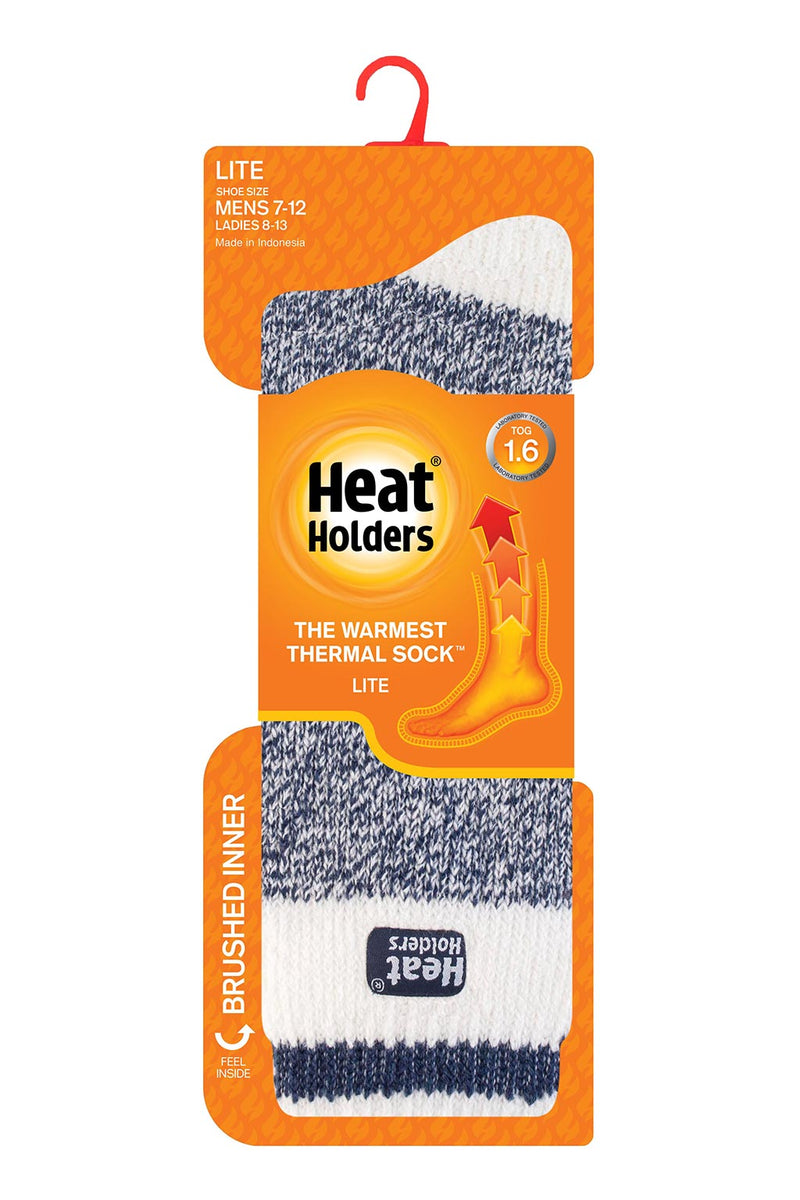 Heat Holders Men's Bunting Lite Cream Block Twist Thermal Crew Sock - Packaging