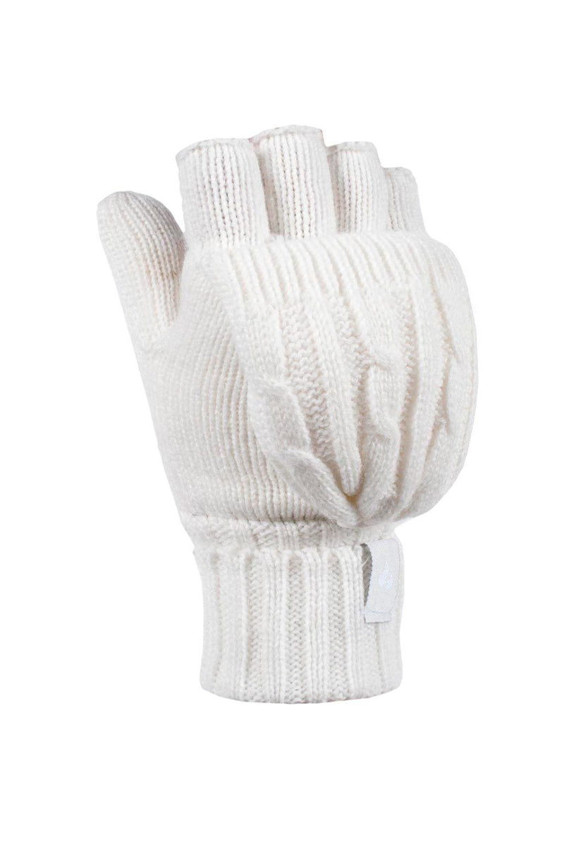 Heat Holders Women's Melinda Cable Knit Thermal Converter Gloves Cream