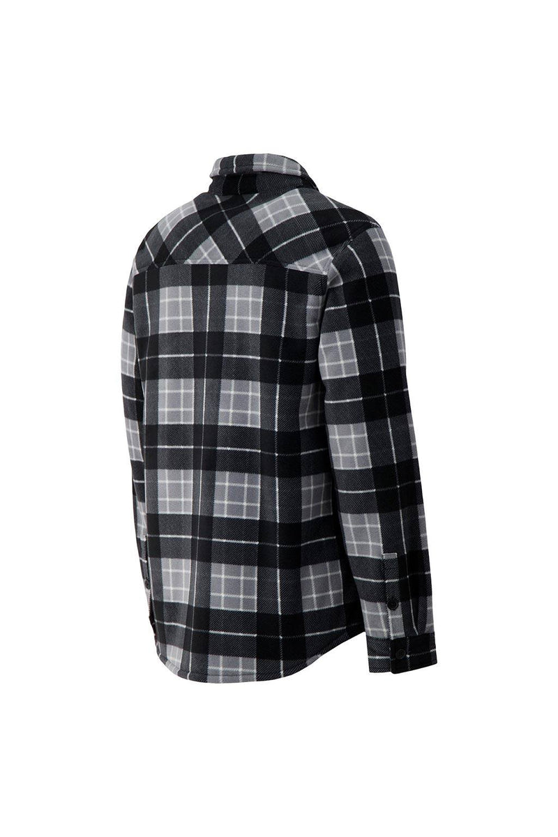 Heat Holders Mens Jax Long Sleeve Plaid Shirt Jacket Grey/Black - Rear side view