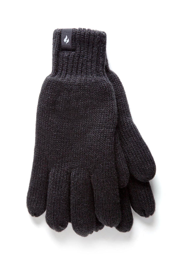 Heat Holders Men's Nevis Flat Knit Thermal Gloves Black #color_black