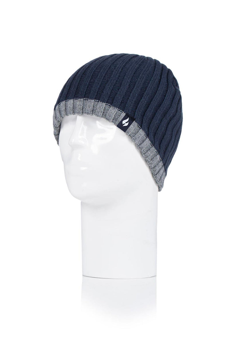 Heat Holders Men's Breacon Ribbed Contrast Thermal Hat Navy