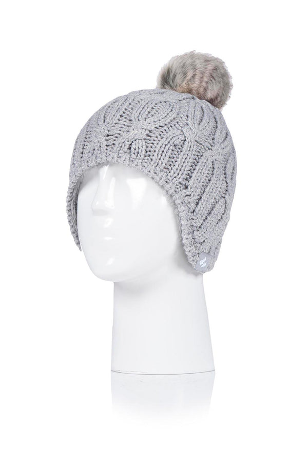 Heat Holders Women's Lowther Knitted Thermal Pom-Pom Hat Grey #color_grey