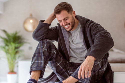 Man wearing thermal loungewear