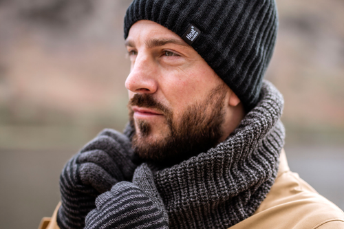 Man wearing Heat Holders thermal products