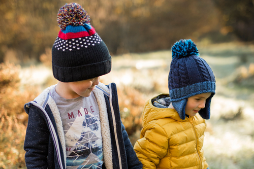 Kids wearing Heat Holders knitted thermal hats