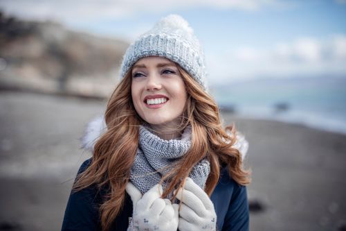 Woman wearing Heat Holders thermal products