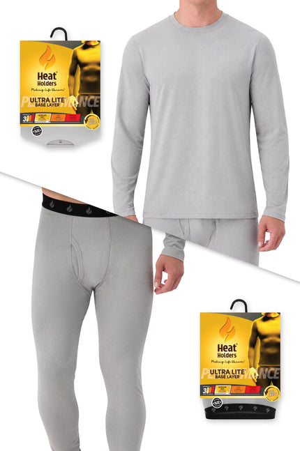 Men's Ultra Lite Ascent Base Layer Thermal Set in Grey Heather