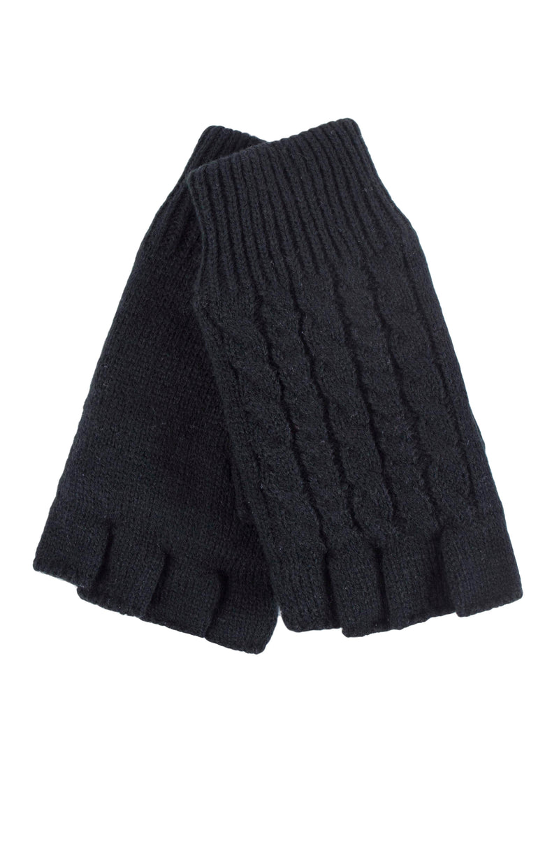 Ayla Solid Cable Knit Fingerless Gloves for Women