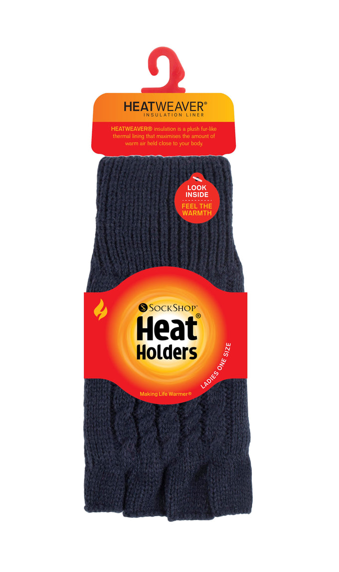 Women's Ayla Solid Cable Knit Fingerless Gloves – Heat Holders®