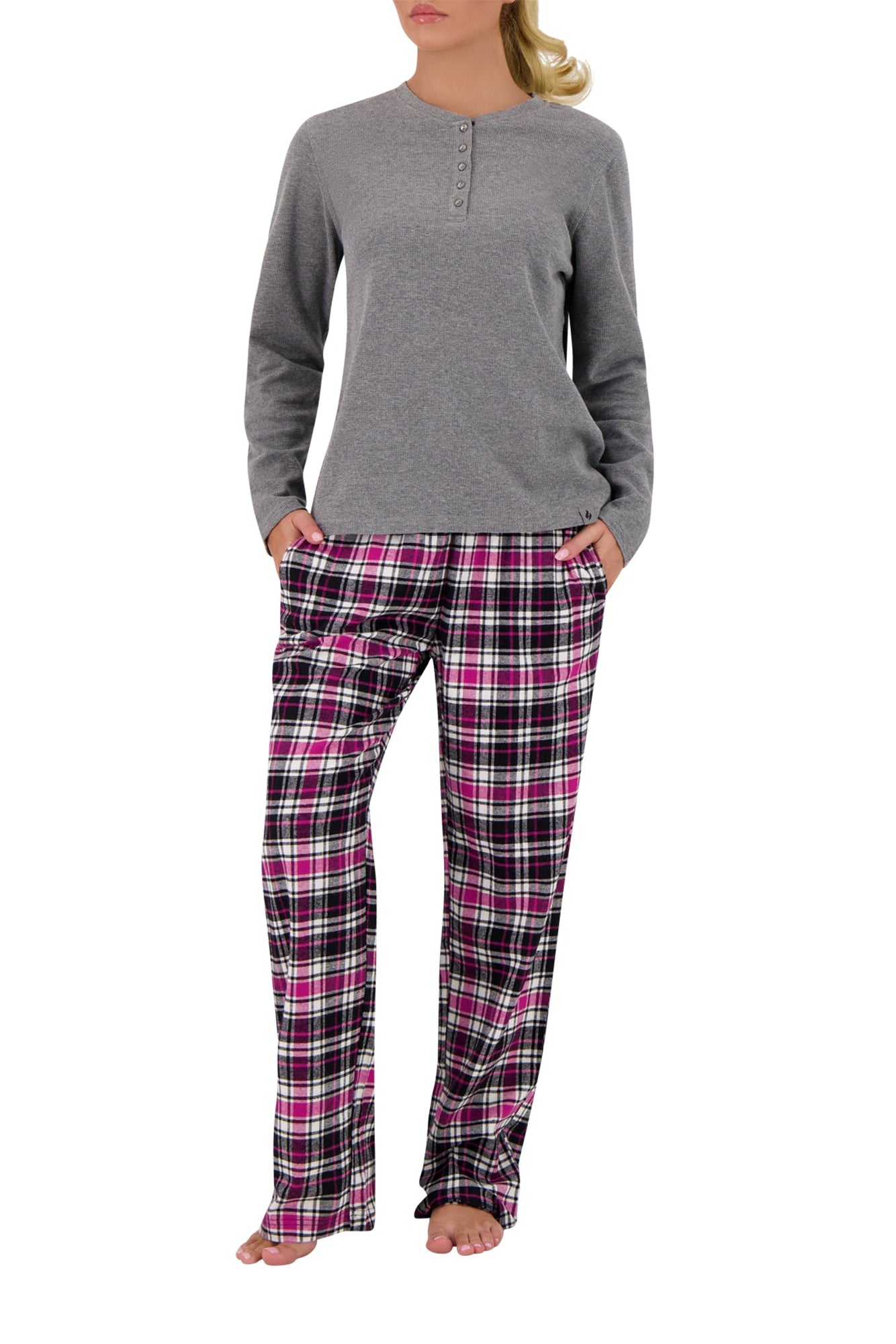 Women's Felicity Waffle Top/Flannel Pants Pajama Set – Heat Holders®