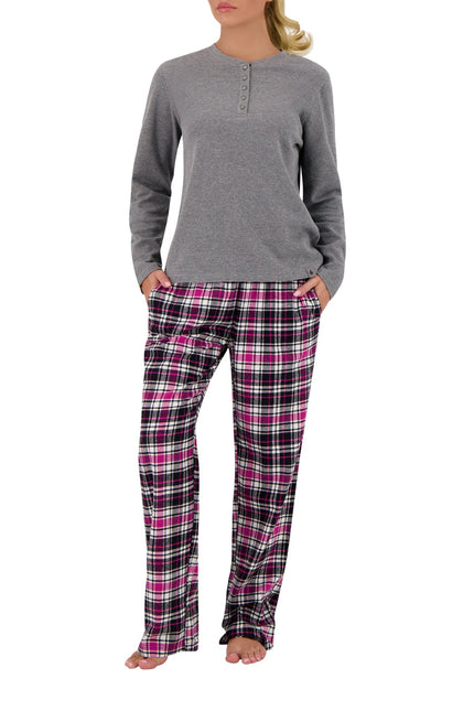 Women's Felicity Waffle Top/Flannel Pants Pajama Set