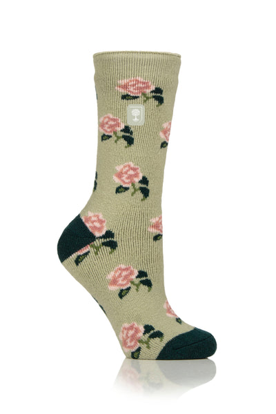 Heat Holders Women's Lite RHS Roses Crew Sock Sage