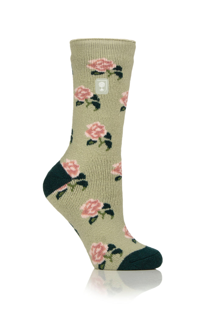 Heat Holders Women's Lite RHS Roses Crew Sock Sage