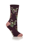 Heat Holders Women's Lite RHS Snowdrops Crew Sock Mulberry 