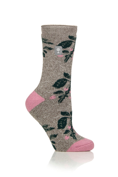 HEAT HOLDERS RHS Women's Lite RHS Berries Crew Sock Grey 