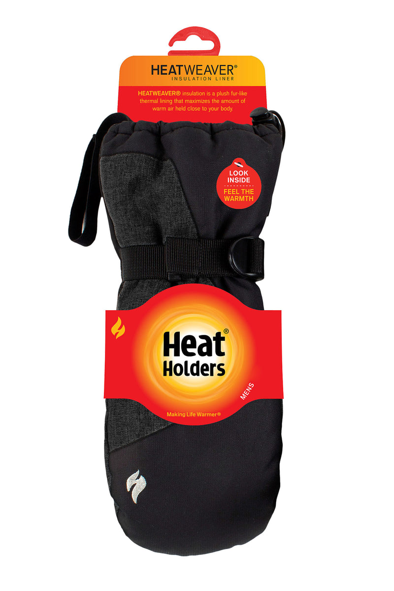 Heat Holders Men's High Performance Thermal Mittens Black - Packaging