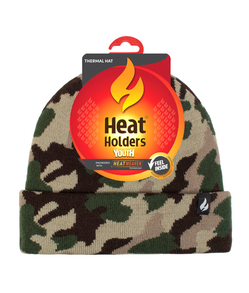 Boys Gavin Camouflage Knit Roll Up Hat – Heat Holders®