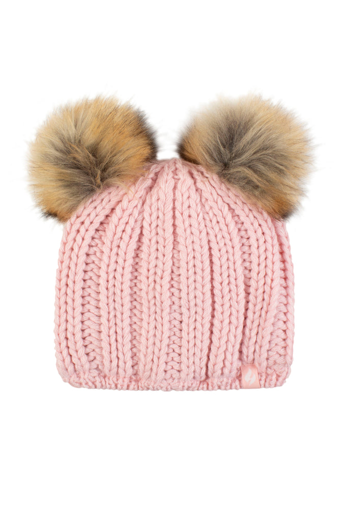 Girls Crystal Mountain Hat with Two Pom Poms