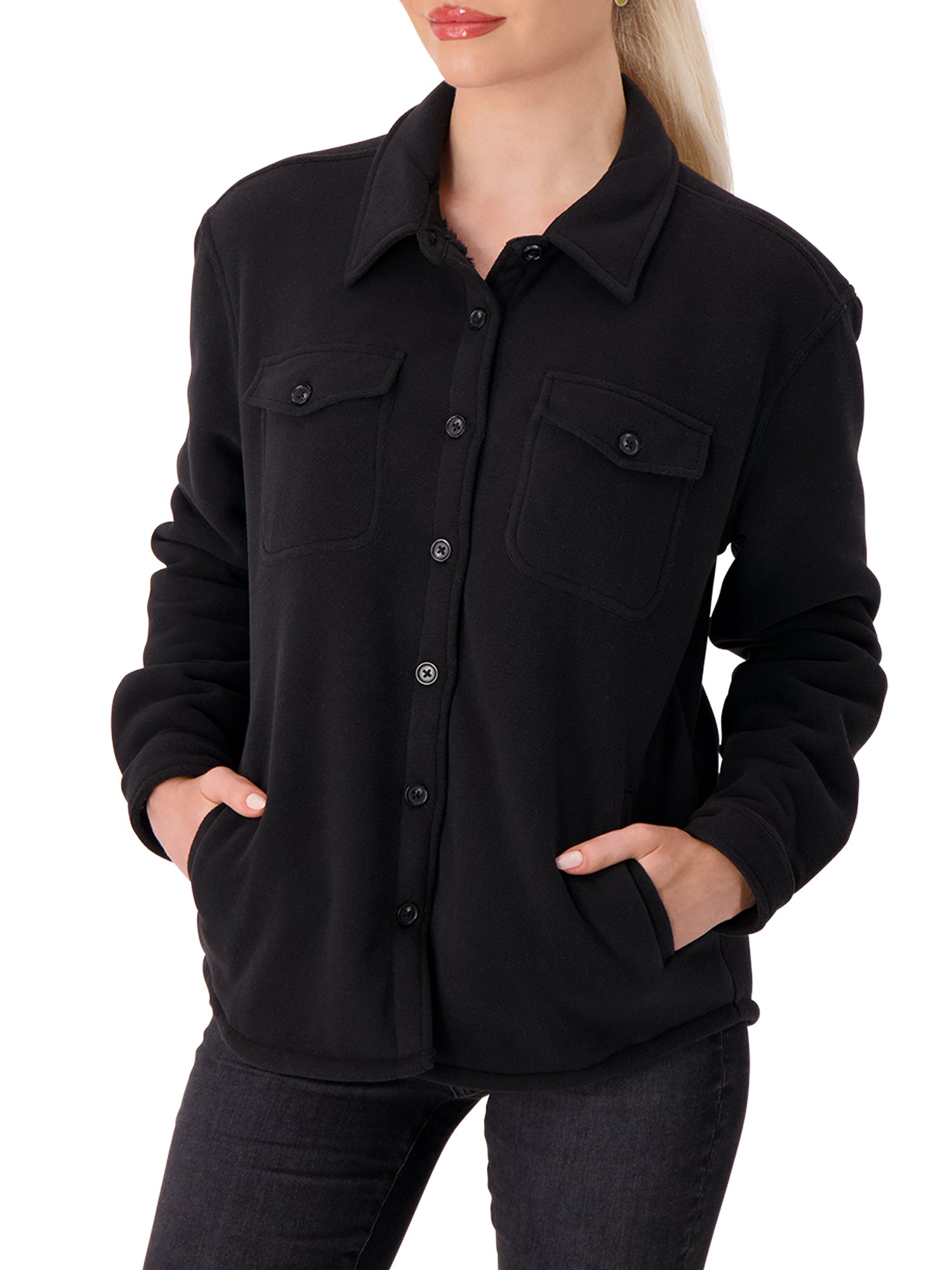 Women's Jacqueline Long Sleeve Solid Shirt Jacket – Heat Holders®