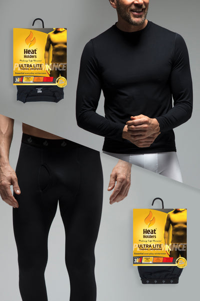 Men's Ultra Lite Base Layer Thermal Set in Black