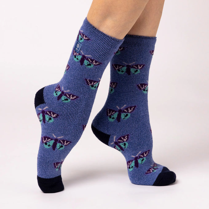 Heat holders Women's Lite RHS Butterflies Crew Sock  Denim
