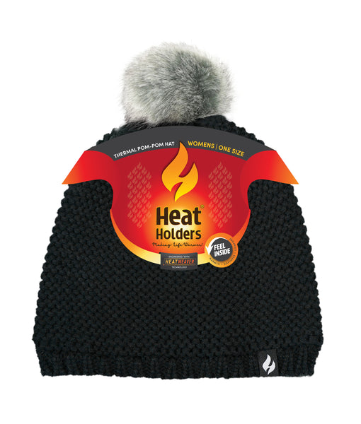 Women's Paris Purl Stitch Knit Hat With Pom Pom – Heat Holders®