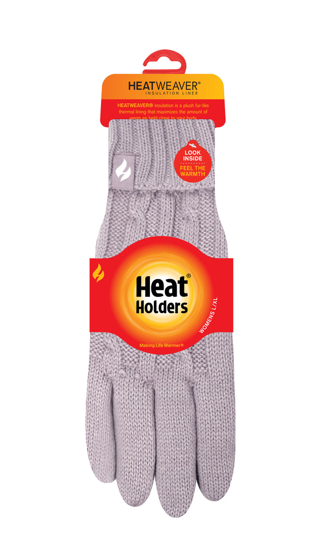 Heat Holders Women's Amelia Solid Cable-Knit Gloves - Buttercream