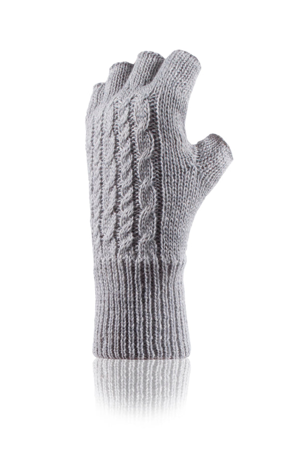 Ayla Solid Cable Knit Fingerless Gloves for Women